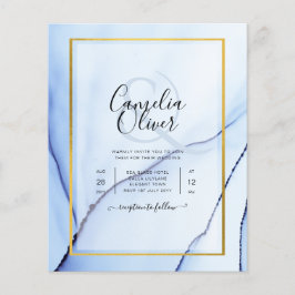 LeahG Navy Blue Gold INK Abstrakt Wedding INVITE Flyer