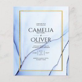 LeahG Navy Blue Gold INK Abstrakt Wedding INVITE Flyer