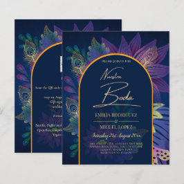 LeahG Navy Lila Gold JEWEL TONES Wedding INVITE
