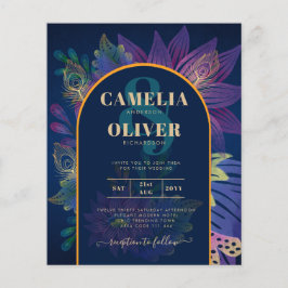 LeahG Navy Lila Gold JEWEL TONES Wedding INVITE
