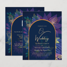LeahG Navy Lila Gold JEWEL TONES Wedding INVITE