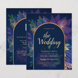 LeahG Navy Lila Gold JEWEL TONES Wedding INVITE