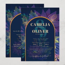 LeahG Navy Lila Gold JEWEL TONES Wedding INVITE Einladung