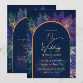 LeahG Navy Lila Gold JEWEL TONES Wedding INVITE Einladung