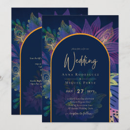 LeahG Navy Lila Gold JEWEL TONES Wedding INVITE Einladung