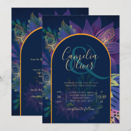 LeahG Navy Lila Gold JEWEL TONES Wedding INVITE Einladung