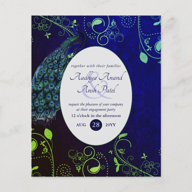 LeahG Peacock Blue Islamic Muslim Wedding lädt ein (Vorderseite)