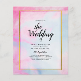 LeahG Pink Aqua Blue Gold INK Wedding INVITE Flyer