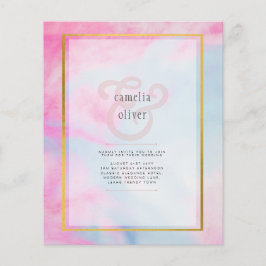 LeahG Pink Aqua Blue Gold INK Wedding INVITE Flyer
