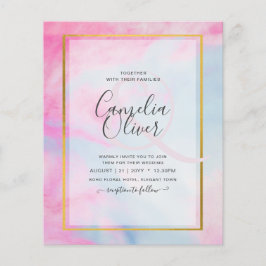 LeahG Pink Aqua Blue Gold INK Wedding INVITE Flyer