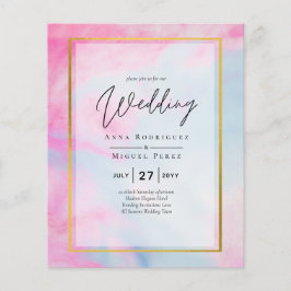 LeahG Pink Aqua Blue Gold INK Wedding INVITE Flyer