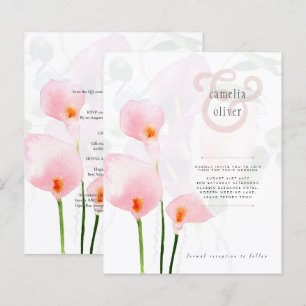 LeahG Pink Calla Lily Floral Wedding Einladung
