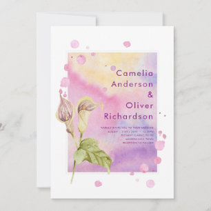 LeahG Pink Calla Lily Floral Wedding Einladung