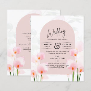 LeahG Pink Calla Lily Floral Wedding Einladung