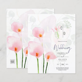 LeahG Pink Calla Lily Floral Wedding Einladung