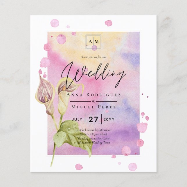 LeahG Pink Calla Lily Floral Wedding Einladung (Vorderseite)