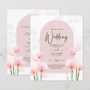 LeahG Pink Calla Lily Floral Wedding Einladung