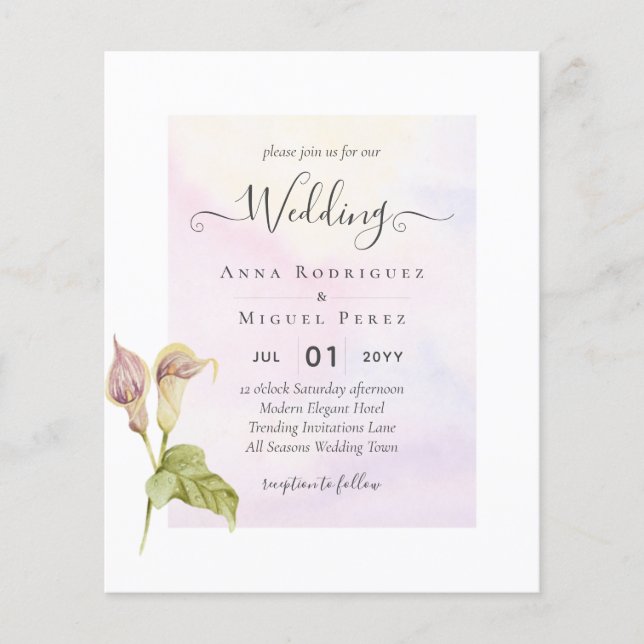 LeahG Pink Calla Lily Floral Wedding Einladung Flyer (Vorne)