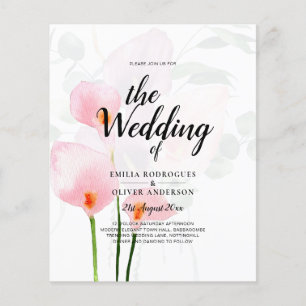 LeahG Pink Calla Lily Floral Wedding Invite allin1 Flyer