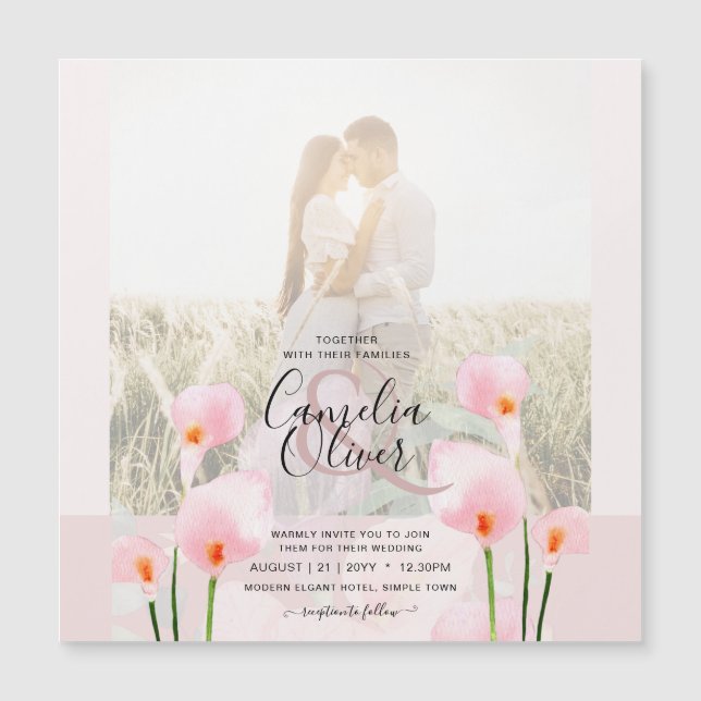 LeahG Pink Calla Lily FOTO Overlay Magnetkarte (Vorderseite)