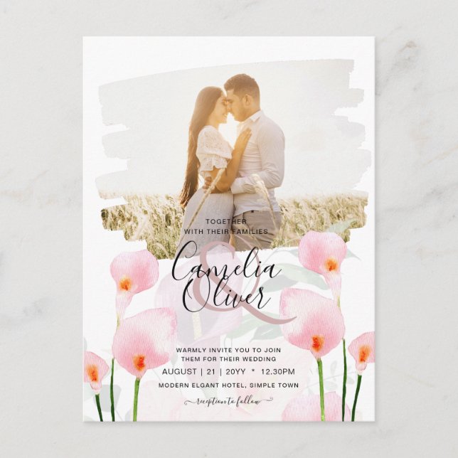 LeahG Pink Calla Lily FOTO Overlay Postkarte (Vorderseite)