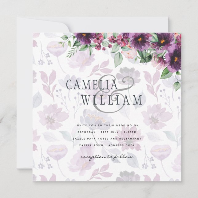 LeahG Plum Lila Berry Floral Wedding Winter (Vorderseite)