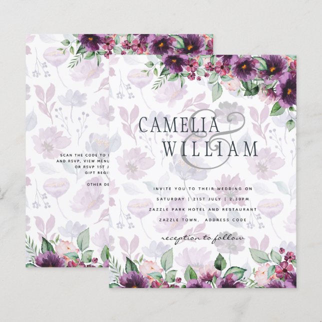 LeahG Plum Lila Berry Floral Wedding Winter (Vorne/Hinten)