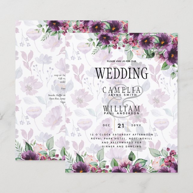 LeahG Plum Lila Berry Floral Wedding Winter (Vorne/Hinten)