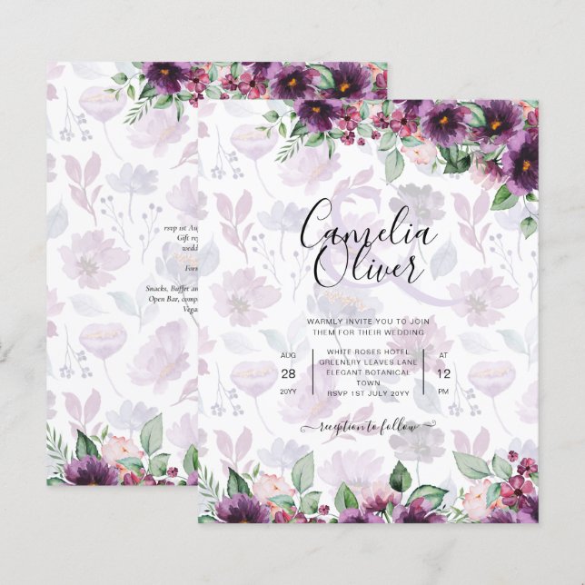 LeahG Plum Lila Berry Floral Wedding Winter (Vorne/Hinten)