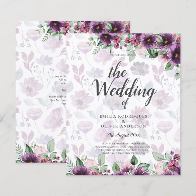 LeahG Plum Lila Berry Floral Wedding Winter (Vorne/Hinten)