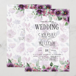 LeahG Plum Lila Berry Floral Wedding Winter Einladung
