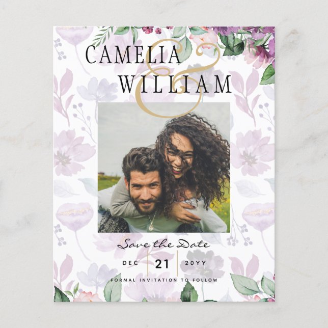 LeahG Plum Lila Berry Floral Wedding Winter Flyer (Vorne)