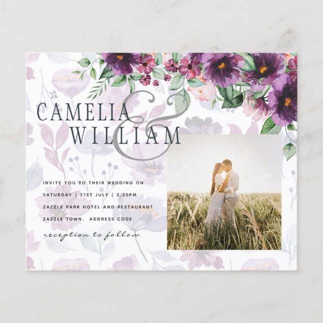 LeahG Plum Lila Berry Floral Wedding Winter Flyer (Vorne)
