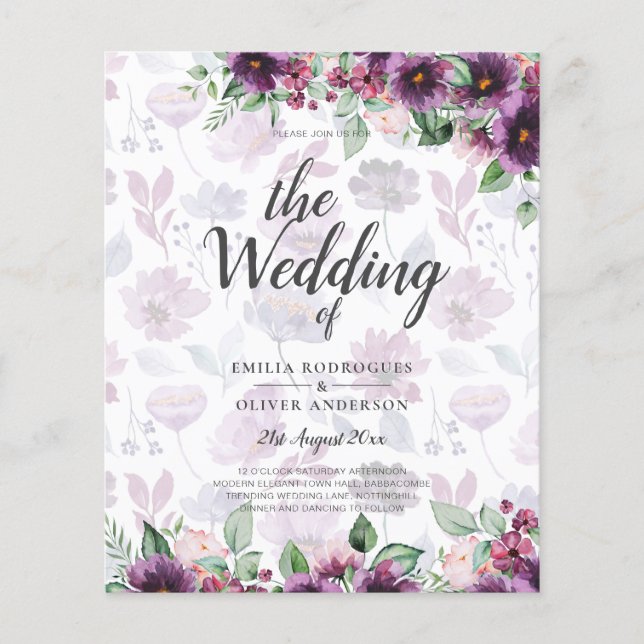LeahG Plum Lila Berry Floral Wedding Winter Flyer (Vorne)
