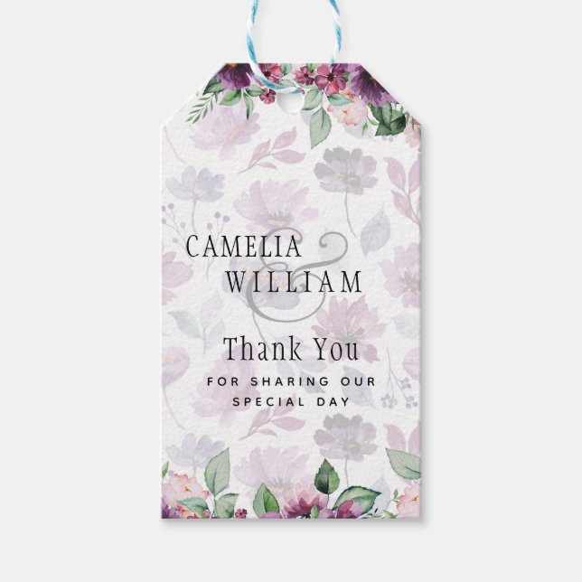 LeahG Plum Lila Berry Floral Wedding Winter Geschenkanhänger (Vorderseite)
