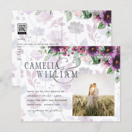 LeahG Plum Lila Berry Floral Wedding Winter Postkarte