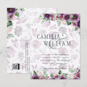 LeahG Plum Lila Berry Floral Wedding Winter Postkarte