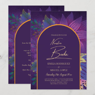 LeahG Plum Lila Gold JEWEL TONES Wedding INVITE Einladung