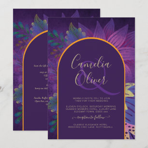 LeahG Plum Lila Gold JEWEL TONES Wedding INVITE Einladung