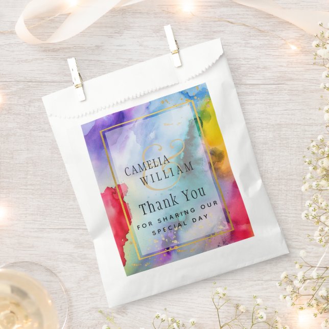 LeahG Rainbow Pride Alcohol Ink Wedding Geschenktütchen (Ausgeschnitten)