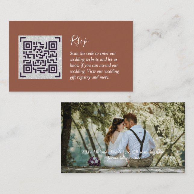 LeahG RSVP QR Code Détails de la photo Carte Maria (Devant / Derrière)