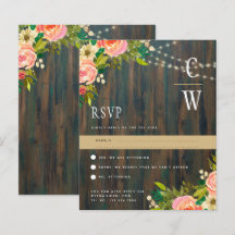 LeahG Rustic Wood Peach Coral Floral Wedding