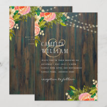 LeahG Rustic Wood Peach Coral Floral Wedding