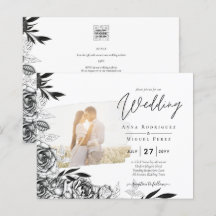 LeahG Schwarz-weiß Rose Foto Overlay Wedding
