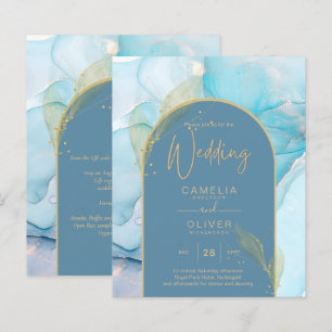 LeahG Sea Glass Gold Tinte Aqua Blau Hochzeits EIN
