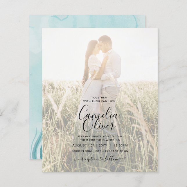 LeahG Sea Glass Ocean Coral Türkis Blue INVITE (Vorne/Hinten)