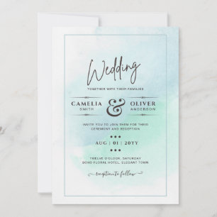 LeahG Sea Glass Türkis Aquamarin Blue Wedding INVI Einladung