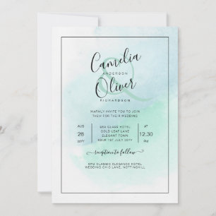 LeahG Sea Glass Türkis Aquamarin Blue Wedding INVI Einladung