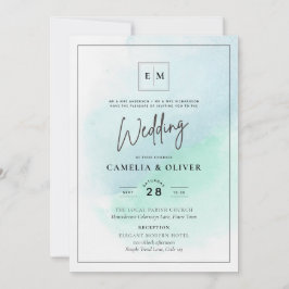 LeahG Sea Glass Türkis Aquamarin Blue Wedding INVI Einladung