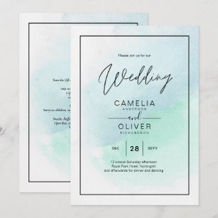 LeahG Sea Glass Türkis Aquamarin Blue Wedding INVI Einladung
